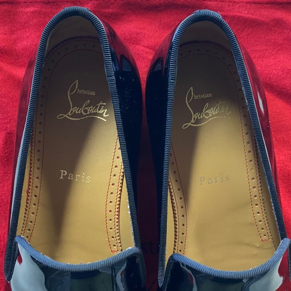 Christian Louboutin black patent leather tuxedo loafer main image 6